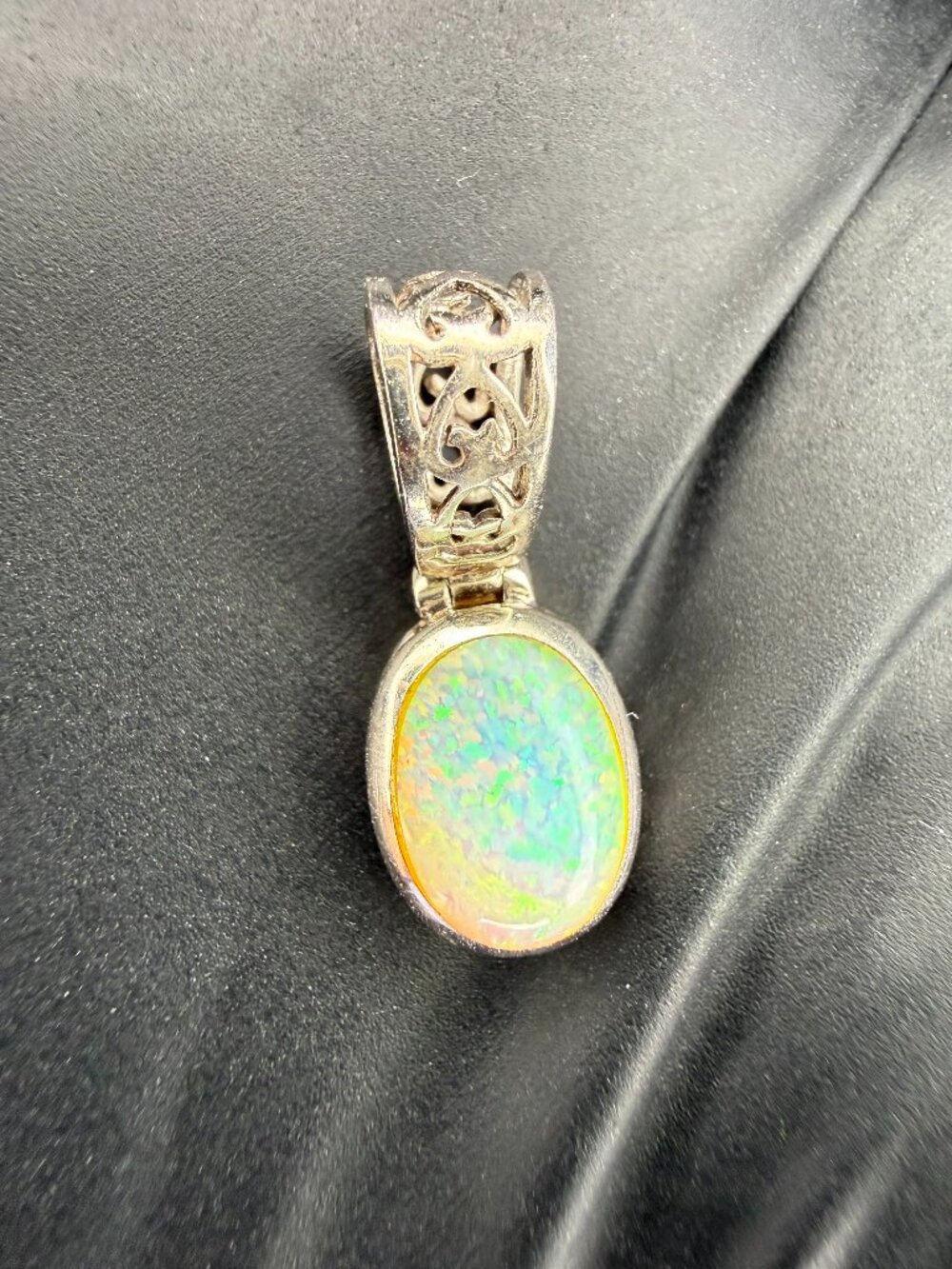 Sterling Silver Opal Filagree Pendant